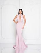 Terani Couture - 1812e6290 High Neck Ruffled Back Gown