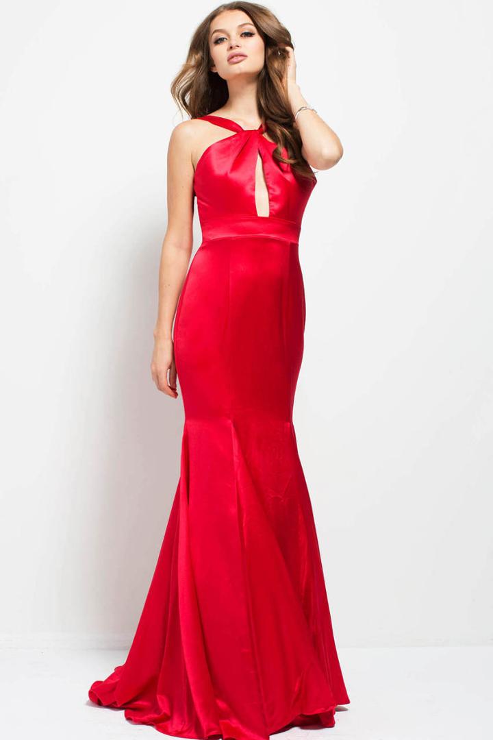 Jovani - 50756 Keyhole Bodice Satin Gown