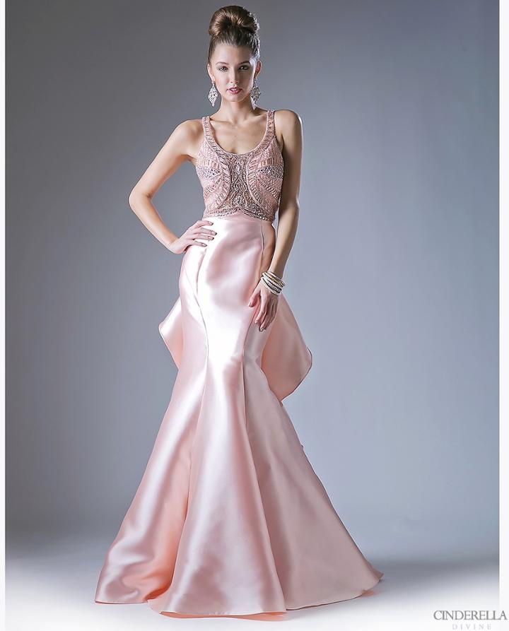 Cinderella Divine - Embellished Scoop Ruffled Mermaid Dress