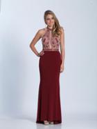 Dave & Johnny - A4878 High Halter Sequined Gown