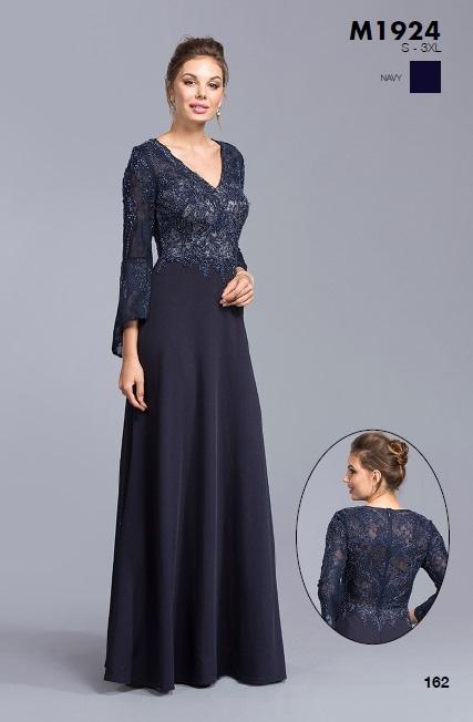 Aspeed - M1924 Beaded Trumpet Sleeve Vneck A-line Evening Dress