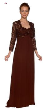 Aspeed - Am920 Empire Waist Long Formal Dress With Lace Jacket