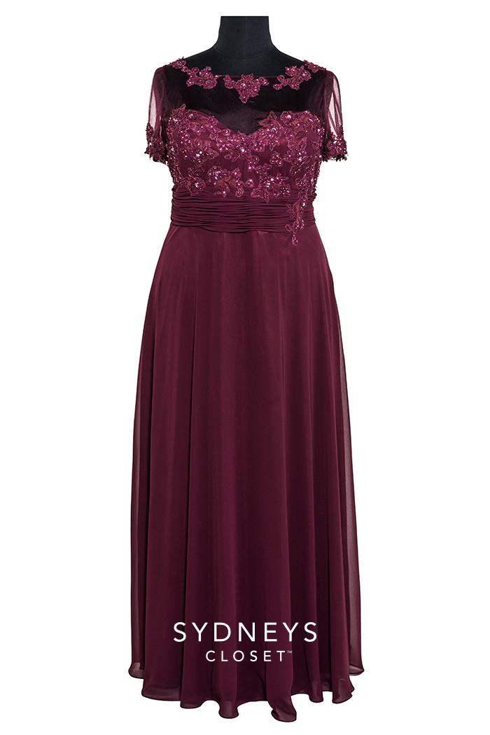 Sydney's Closet - Sc4039 Plus Size Dress In Merlot