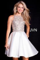 Jovani - Jvn57782 Crystal Beaded Bodice Satin A-line Dress