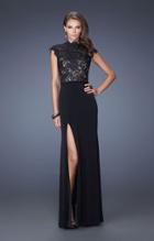 La Femme - 19920 Lace High Column Dress