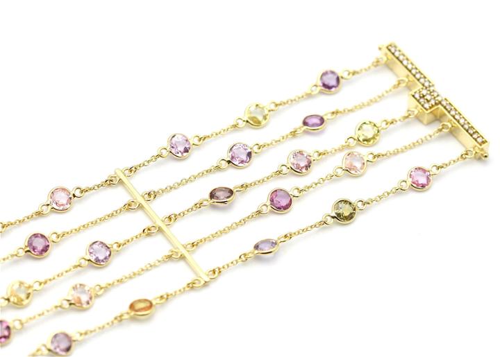 Tresor Collection - 18k Yellow Gold Bracelet With Multi Sapphire & Diamond