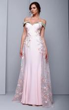 Beside Couture By Gemy - Bc1307 Floral Embellished Gown With Overskirt