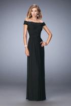 La Femme - 21979 Off Shoulder Criss Cross Ruched Gown