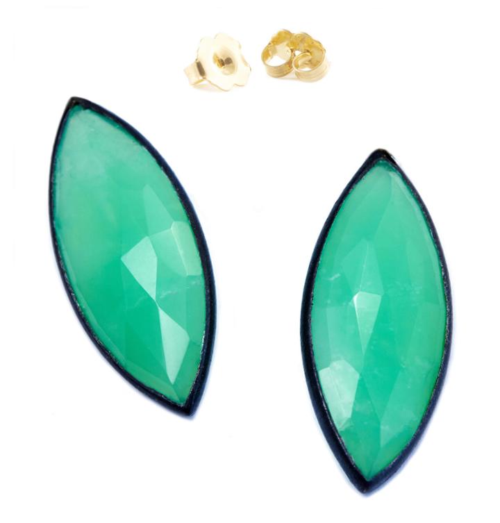 Nina Nguyen Jewelry - Petite Marquise Gold & Oxidized Studs