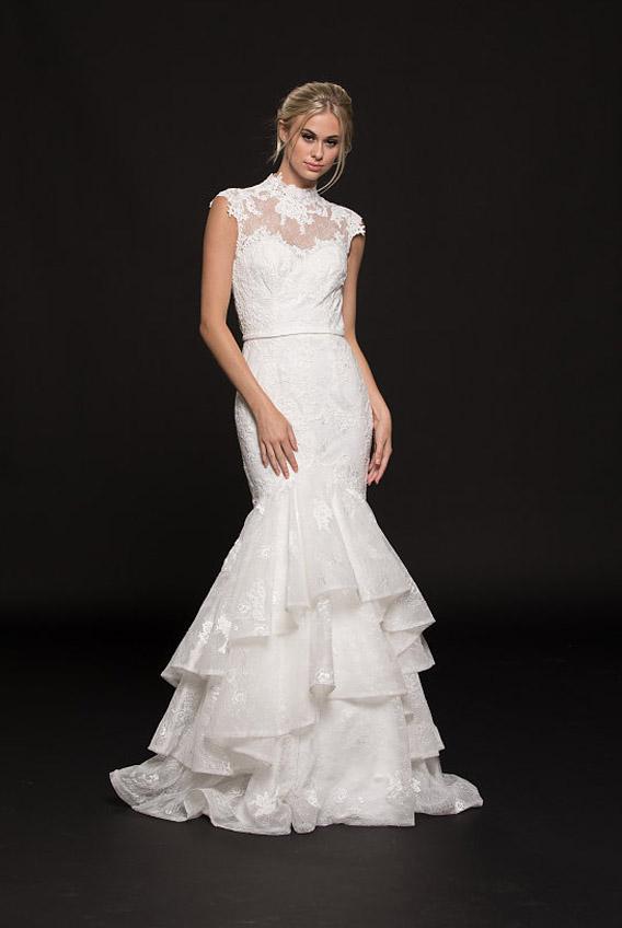 Colors Dress - 1866 Cap Sleeve High Neck Trumpet Gown