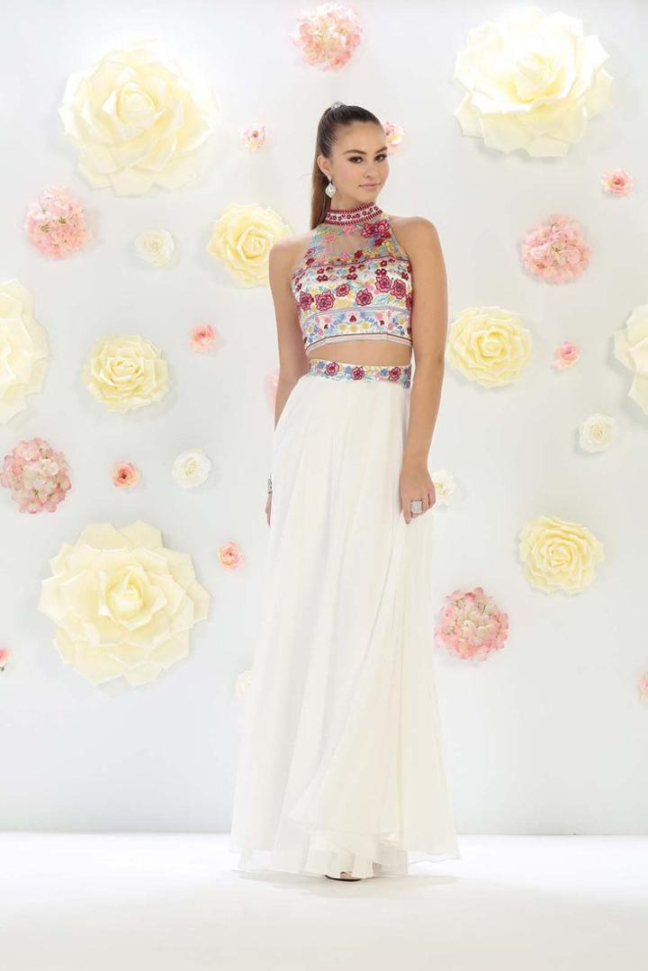 May Queen - High Neck Embellished Two Piece Dress Mq1421