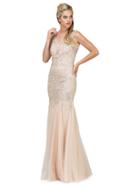 Dancing Queen - 9978 Embellished V-neck Trumpet Dress