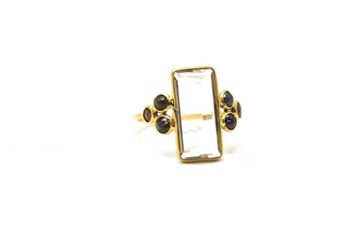 Tresor Collection - 18k Yellow Gold Ring With Crystal And Champagne Diamond