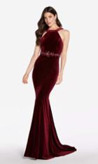 Alyce Paris - 60072 Jewel Neck Fitted Velvet Gown