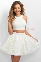 Blush - Beaded High Neck A-line Dress 11154