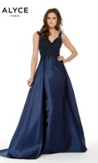 Alyce Paris - 5042 Beaded Applique Sleek Overskirt Long Gown