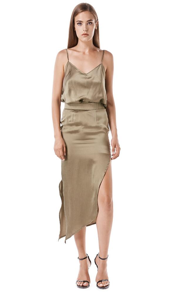 Again Collection - Betsy Silk Skirt In Neutral