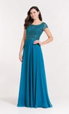 Alyce Paris - 27191 Embellished Short Sleeve Chiffon A-line Dress