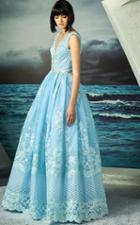 Mnm Couture - Embroidered Lace Sleeveless Pleated Gown G0793