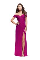 La Femme - 25955 Off Shoulder Sweetheart Sheath Dress