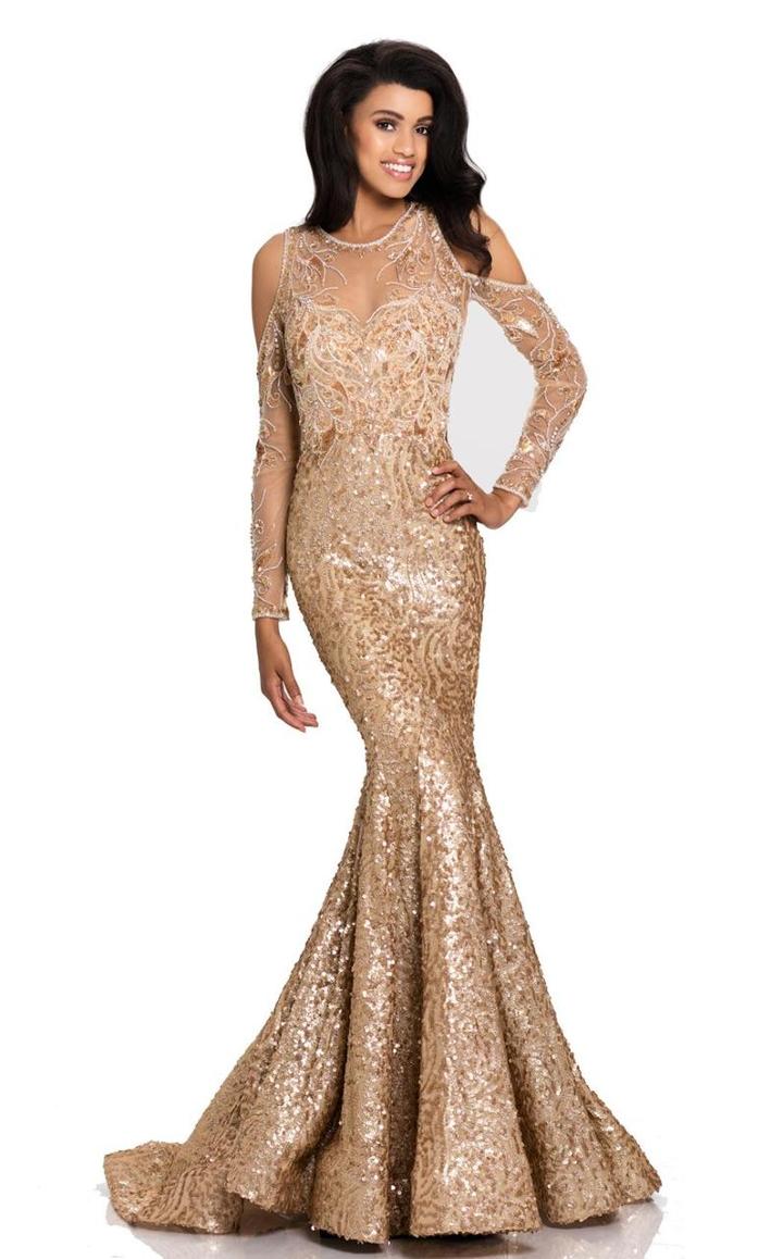 Johnathan Kayne - 8109 Sequin Embellished Cold Shoulder Gown