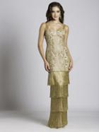 Lara Dresses - 33610 Gilded Gown With Fringe Tiered Skirt