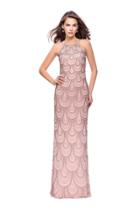 La Femme - 26030 Halter Neck Scallop Embellished Sheath Gown