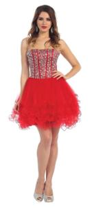 May Queen - Sequined Sweetheart Corset Cocktail Dress Mq1230