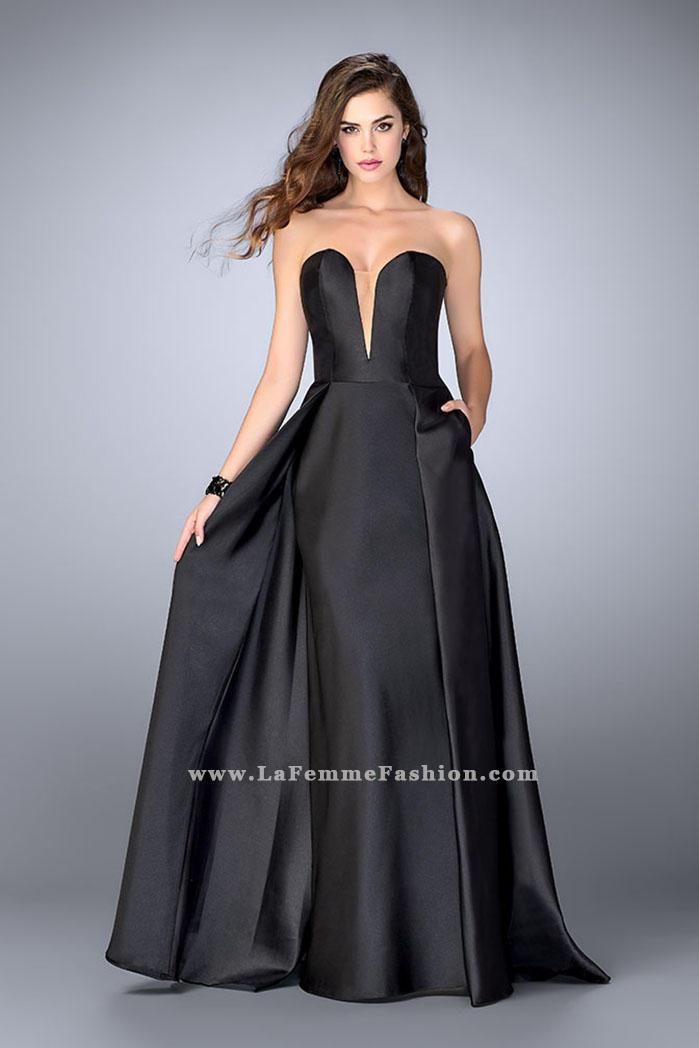 La Femme - Deep Sweetheart Strapless Mikado Cape Prom Dress 24467