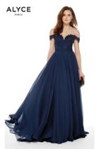 Alyce Paris - 27018 Lace Appliqued Off-shoulder A-line Gown
