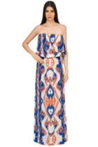 Caffe Swimwear - Strapless Bandeau Maxi Dress In Blue