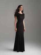 Madison James - 18-805m Fitted Jewel Neck Jersey Sheath Dress