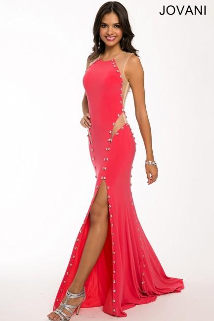 Jovani - Illusion Cutouts And Sheer Back Evening Dress 98599