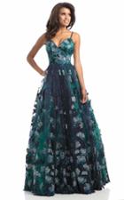 Johnathan Kayne - 7036 Graphic Floral Applique A-line Gown