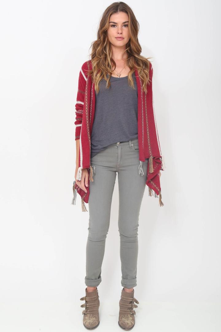 Goddis Kaya Fringe Cardigan In Navajo