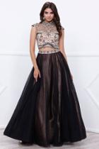 Nox Anabel - Two-piece Sheer Jewel Long Dress With Ornate Beadworks On Bodice 8367