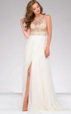 Jovani - 36980a Sheer Embellished A Line Gown With Slit