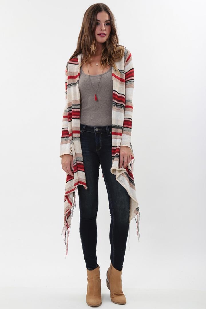 Goddis - Linsey Hooded Wrap W/ Fringe In Sonata