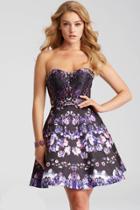 Jovani - Jvn56021 Strapless Floral Print Short Dress