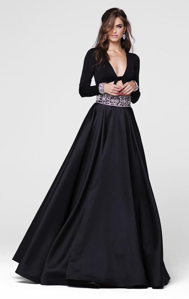 Tarik Ediz - V-neck A-line Gown 50018