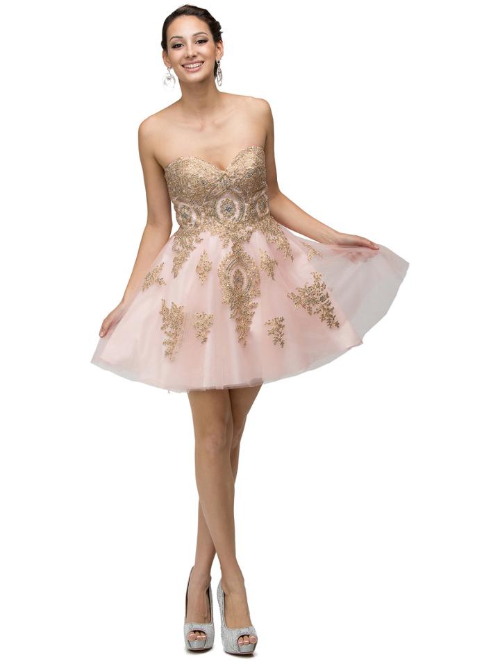 Glittering Gold Sweetheart Bodice Cocktail Dress