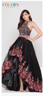 Colors Dress - 1853 Embellished High Low Gown