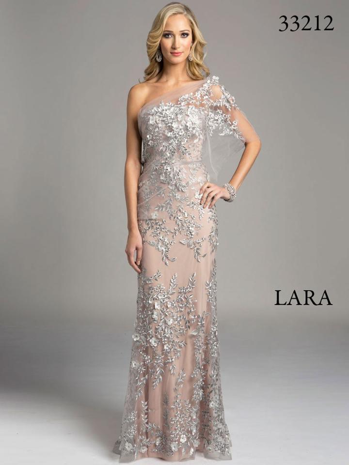Lara Dresses - Strapless Asymmetric Long Floral Gown 33212