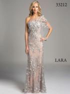 Lara Dresses - Strapless Asymmetric Long Floral Gown 33212