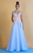 Beside Couture - Bc1244 Floral Applique V Neck A Line Dress