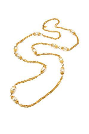 Ben Amun Gold And Pearl Long Strand Necklace In Gold