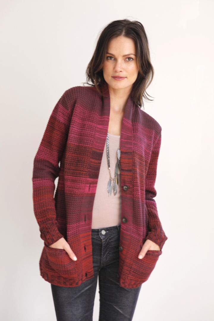 Goddis - Dominique Boyfriend Cardigan In Berry Burst