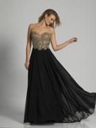 Dave & Johnny - 3116 Gilded Lace Illusion Long Gown