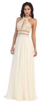 May Queen - Halter Neckline With Sheer Illusion A-line Dress Rq7328