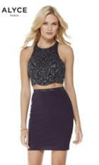 Alyce Paris - 4015 Embellished Two Piece Halter Jersey Fitted Dress
